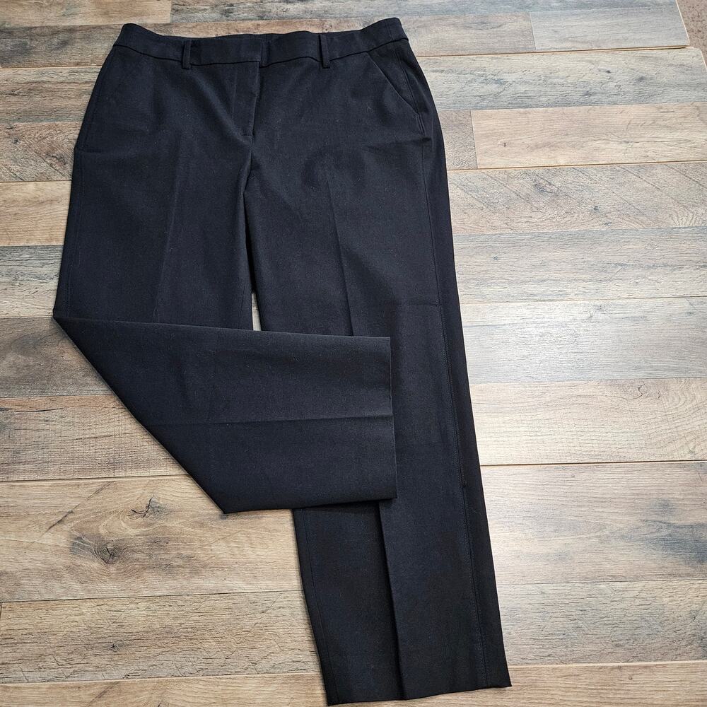 Chico's Pants Womens Large 2 Black Cropped Straight High Rise Capri Minimal‎